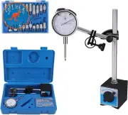 Dial Indicator with Magnetic Base Holder Fine Adjustable Long Arm 0-1" Tester Ga
