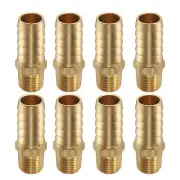 8pcs Brass Barbed Fitting 1/4" to 1/2" Hose ID Hose Fitting