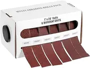 6Pcs Emery Cloth Roll, 6 Grits 1'' x 19.7' Sand Paper Roll with Dispenser, 80 150 240 320 400 600 Grits Sandpaper Assortment, Sandpaper Sheets for Metal Hardwood Plastic Polishing and Sanding