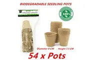 54 x Biodegradable Round Seedling Pots Flower Veg Planter Seed Starting Garden