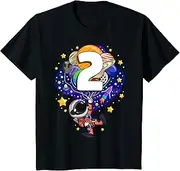 [X.Style] Kids Outer Space Astronaut 2nd Birthday Boy 2 Year Old Two ds1044 T-Shirt (S) Black