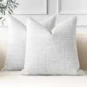 Pack of 2 Throw Pillow Covers 16x16 Inch Linen Light Grey Pillowcases