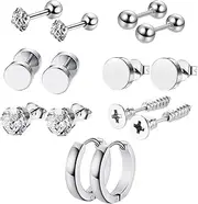 [FRCOLOR] Men's Earrings Hoops Plugs Ringing Crawler Birthstone Jewelry Locket Black Earrings Trendy Earrings Men Ear Pendant Ear Accessories Ear Hook Silver Stainless Steel