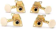 ULDIGI 4 PCS Gold Plated Sealed Guitar Tuning Pegs Set Machine Heads with Plastic Buttons for Acoustic Guitars Easy Installation Replacement for Worn Tuners