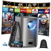 [One-Button Focus] Mini Projector with 5G WiFi and Bluetooth, 4K Gun gray