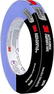 3M Auto Curved Surfaces Masking Tape, 0.7-inch x 60-yds, Designed for Fine Line & Critical Paint Masking, Delivers Ultra Sharp Paint Lines, Hugs Auto Curves & Contours, 7 Day Clean Removal (34744)