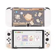 GeekShare Protective Case for Nintendo Switch OLED Hard Shell Clear Space Cat