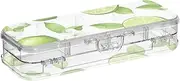 [Amooorous] Green Lemon Designed Clear Pencils Box Double Deck Pens Case Boxes For Stationery Supplies With Snap-Tight Lid