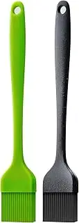 Ortarco Silicone Pastry Basting Brush 2 Pack, Heat Resistant, BPA Free, Black, 8 1/4" Length