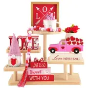 8 Pieces Valentine's Day Tiered Tray Decor, Valentine Home Table Tray Shelf D...