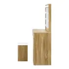 Oikiture Dressing Table Stool Set Large Mirror 12 Bulbs Oak