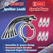 Bosch Ignition Leads + 6 Denso TT Spark Plugs for Toyota Landcruiser FJ 40 45 55 (for: Toyota)