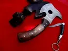 FULL TANG 8.5" Tomahawk Hatchet Axe Damascus Steel Knife /Handmade + KEY RING