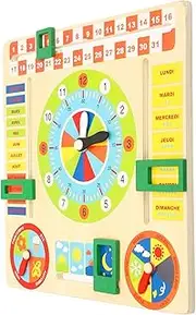 Totority 1 Set Calendar Clock Calendar for Clock for Days of Week for Learning Wood