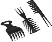 3Pcs Styling Comb Set, Thicker Double Side Brushes, Washable Wide Tooth Texture Comb, 3 in 1 Fish Tail Bone Shape Combs, 3 Style Combs for Barber, Long, Thick, Curly Hairdressing
