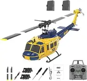 UH-1 Remote Control Helicopters RC Aircraft for Adults, RC C032 1/48 Scale 6CH 2.4G Gyro Stabilized Aircraft with Fly Upside Down 3D Rolling -RTF,Yellow,2 Battery
