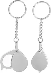 Gadpiparty 2PCS Pocket Folding Magnifier with Keychain Ultraportable Optical Lens for Jewelry Coins Miniature Painting Reading Magnifier for Seniors and Detailed Viewing