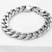Men's 8.5" Silver Stainless Steel 11mm Cuban Curb Chain Bracelet Unisex..Box