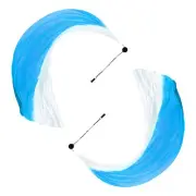 1 Pair Dance Silk Veil Poi with Throw Ball 79" x 32", Blue&White Gradient