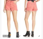 Alexander Wang Bite Red Denim High Rise Shorts size 30 NWT