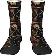 [EdWal] Soft Guitars print Moisture Wicking Socks Sports Socks for Men and Women Warm thermal Boot Hiking Socks