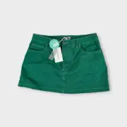 Ghanda Green Short Midi Cotton Denim Skirt Womens 10 New With Tags