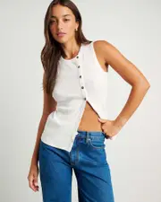 [Jag] Jag Women's Celina Asymmetric Vest In White Size 10 10 White