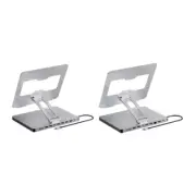 10 Port Laptop Docking Station and Folding Rising Base Holder Aluminum Stand