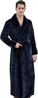 [Elonglin] Bathrobe Women Men Flannel Fleece Full Length Dressing Gowns Thickened Housecoat Sleepwear Large Size Nightwear Dressing Gown Robe with Pockets