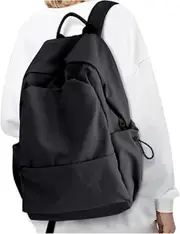 Women's Carry On Backpack, Men's Waterproof University Fitness Backpack, Lightweight Small Travel Backpack, Leisure Bag - Black
