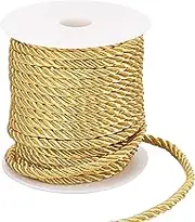 PH PandaHall 5mm Gold Twisted Cord 3-Ply Graduation Cords Decorative Polyester Silk Cord Shiny Viscose Cording Thread for Christmas Home Décor Embellish Costumes Bag Drawstrings 59 Feet