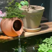 Waterfall Water Fountain Jar Clay Pot for Fish Tank Aquarium Open Water Tank