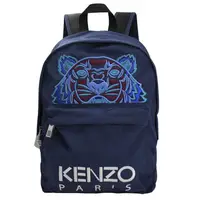 在飛比找PChome24h購物優惠-KENZO 5SF300 撞色電繡虎頭帆布休閒後背包.深藍 