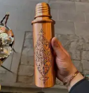 Copper Water Bottle Hand Embroidered 750 Ml Capacity Water Flask Leak Proof