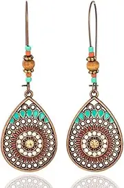 [outret] 1 Pair Colorful Earrings Bohemian Ear Dangle Aesthetic Jewelry Hoop Earring Women Accessories Earring for Valentines Day