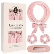 Curler Clip Set Curling Iron Silk Ribbon Headband(Blush Champagne)