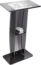 VEVOR Acrylic Podium, 47" Tall, Acrylic Podium Stand with Wide Reading Surface & Storage Shelf, Floor-Standing Clear Pulpits Acrylic for Church Office School, Black