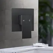 ACA International Watermark Square Wall Mounted Water Flick Lever Shower Mixer Tap 100mm BathTap Hot Cold Water Shower Mixer Tap for Shower Head/Handheld Shower, Solid Brass (Black)