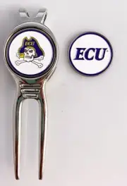 NCAA Golf Divot Repair Tool Beltclip w Ballmark Silver East Carolina ECU Pirates