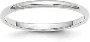 [JewelryWeb] 14k White Gold Solid Polished Half Round 2mm-Half-Round Band Ring-Band Style-Ring for Women and Men