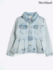 River Island Blue Peplum Denim Jacket (F96548) | $74