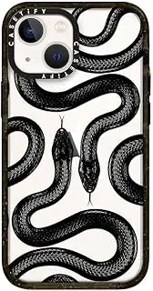 CASETiFY Impact Case for iPhone 13 Mini [Slim / 8.2 ft. 4X Military Grade Drop Protection/Wireless Charging Compatible] - Black Kingsnake - Clear Black