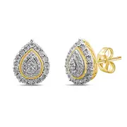Pear Shaped Stud Earrings with 0.15ct of Diamonds in 9kt Yellow Gold