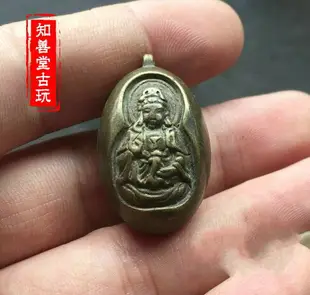 仿古銅器手把件佛像吊墜觀音佛祖手工精品純銅古玩古董收藏雜項