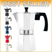 Elegant Milano 9-Cup Silver Moka Pot: Stovetop Espresso Maker with Milk Frother