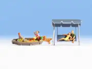Noch 36590 Scale N Family in Garden with Rocking Chair and Sandbox