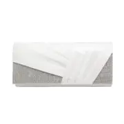 Nevenka Womens Satin Evening Clutch Rhinestone Purse-White