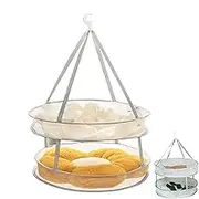 Sweater Drying Rack,Foldable 2-Tier Sweater Dryer with Hook Drying Rack | Space Saving Laundry Basket Mesh Dry Hanger for Socks & Underwear