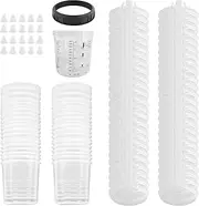[LCyindu] Disposable Paint Sprayer Mixing Cup for Automotive Paint Gun,20 Ounce Kit,Includes 50 Cup Liners 50 Lids 1 Hard Cup with Retainer Ring,20 Plugs,Compatible with Original 1.0 System(not 2.0)