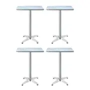 Gardeon 4pcs Outdoor Bar Table Furniture Adjustable Aluminium Square Cafe Table